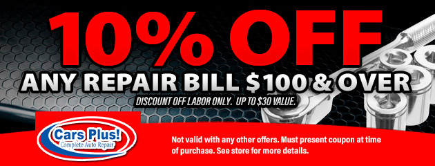 10% Off Any Repair Bill $100 & Over